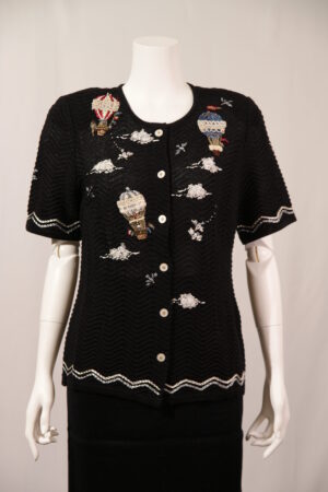 五分袖刺しゅうカーディガン