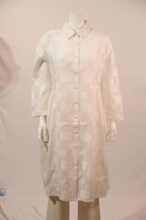 幾何学布帛シャツワンピース