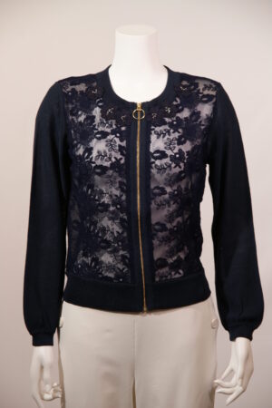 花柄レースニットブルゾン