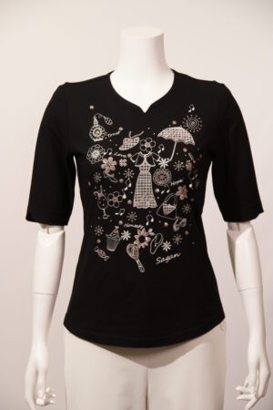 ハートネックカットソー